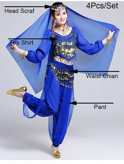 Women's Bollywood Belly Dance Costume Set – Indian Dance Outfit for Stage Performances