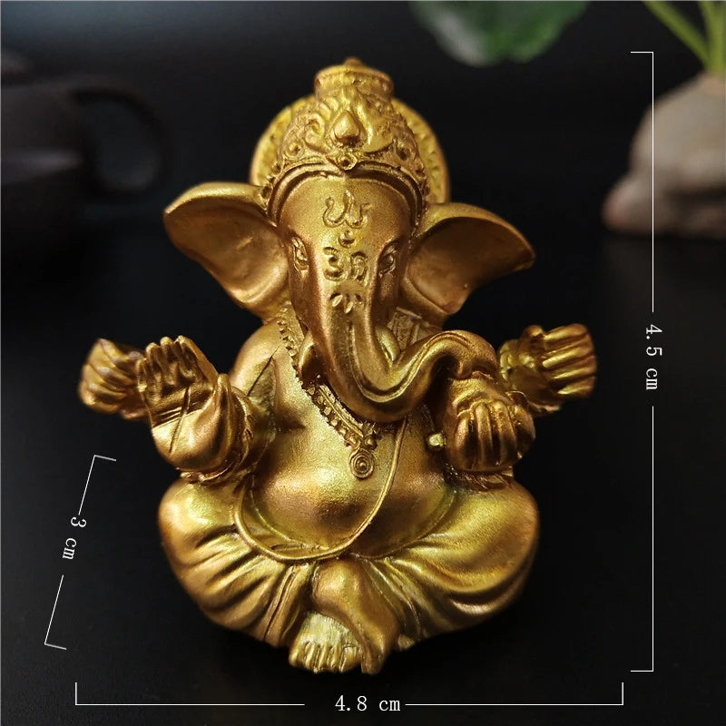 Bronze-Colored Lord Ganesha Statue | Handcrafted Hindu Elephant God Sculpture for Home & Office Decor Gold