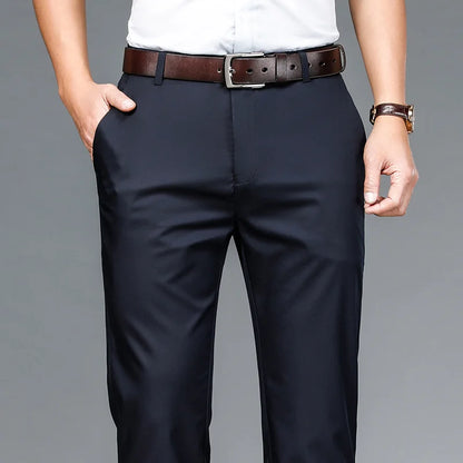 Summer Men's Business Casual Pants Bamboo fiber Fabric Straight High Quality Trousers Men Bussiness For Office stretch pants