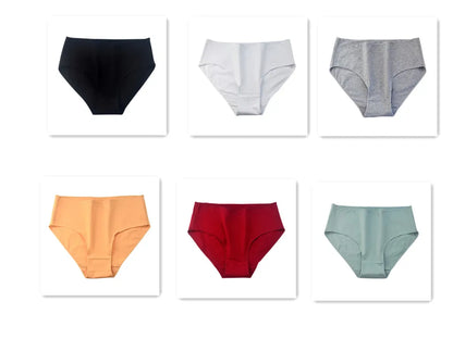 6PCS/Lot Cotton Seamless Panties Women High Waist Briefs Underwear Comfort Intimates Female Underpants Solid Color Pantys M-2XL BWHFRG Set