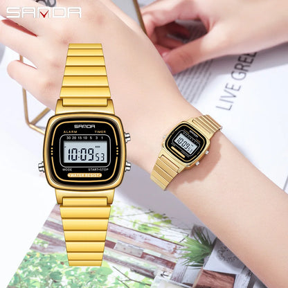 SANDA 6053 LED Digital Watch | Fashionable Waterproof Sport Watch for Boys & Women with Stopwatch and Multiple Features