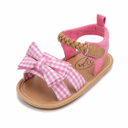 KIDSUN 2021 New Product Baby Sandals Infant Girls Shoes Bow-knot Princess Rubber Sole Non-slip Toddler First Walkers 2-colors Pink