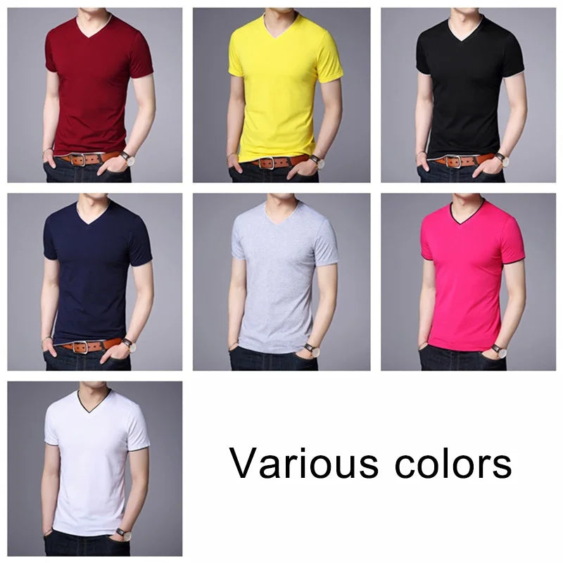 COODRONY Brand Summer Short Sleeve T Shirt Men Cotton Tee Shirt Homme Streetwear Casual V-Neck T-Shirt Men Clothing Tops C5102S