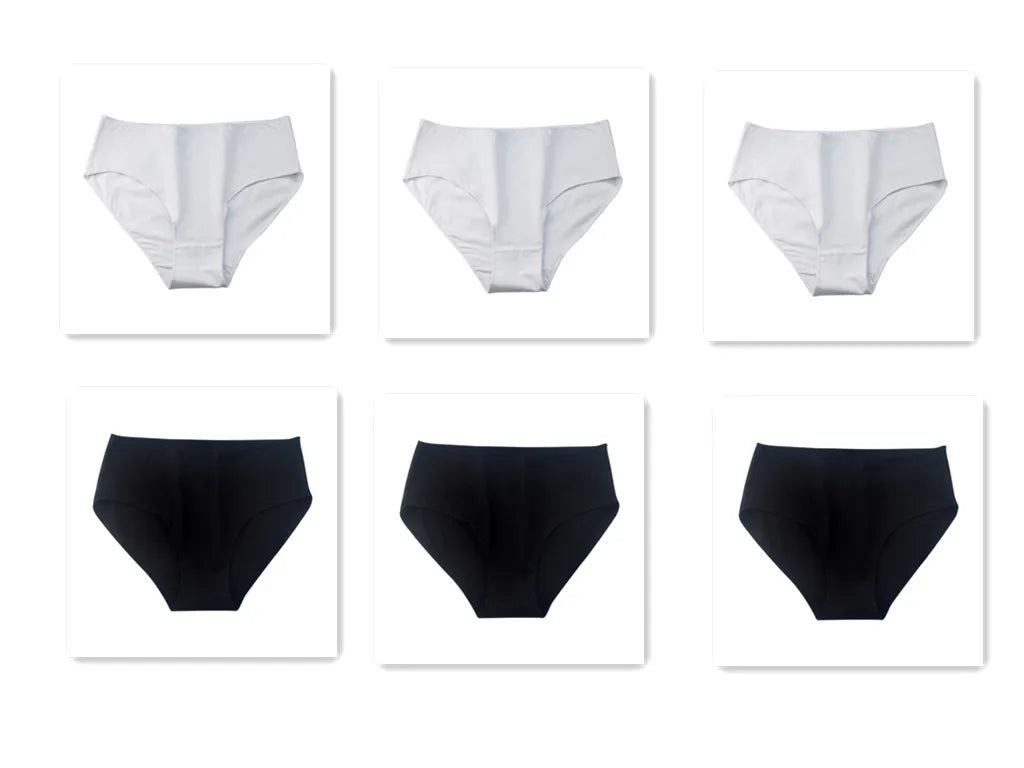 6PCS/Lot Cotton Seamless Panties Women High Waist Briefs Underwear Comfort Intimates Female Underpants Solid Color Pantys M-2XL 3White3Black Set