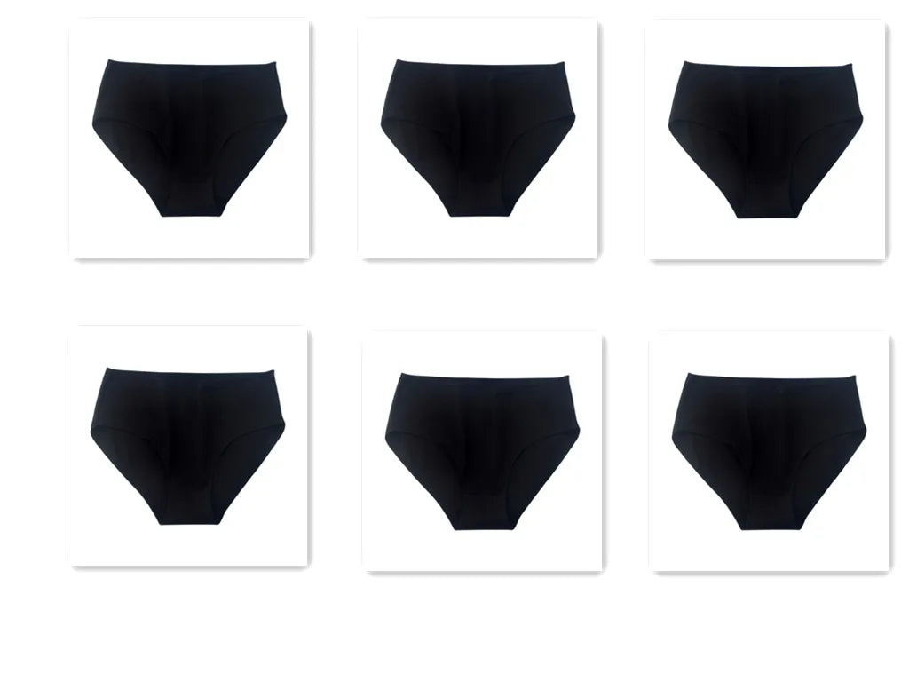 6PCS/Lot Cotton Seamless Panties Women High Waist Briefs Underwear Comfort Intimates Female Underpants Solid Color Pantys M-2XL 6Black Set