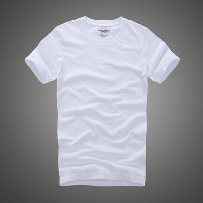 Men Tshirt 100% Cotton Solid Color O-Neck Short Sleeve T shirt Male High Quality