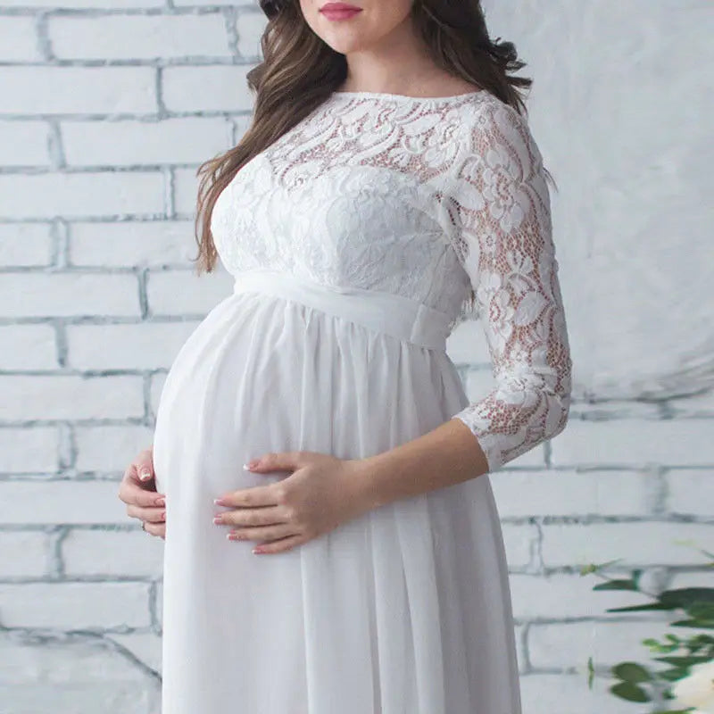 Puococo Maternity Lace Dress - Elegant & Comfortable for Pregnancy Photoshoots