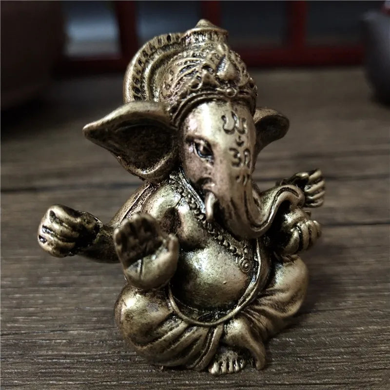 Bronze-Colored Lord Ganesha Statue | Handcrafted Hindu Elephant God Sculpture for Home & Office Decor