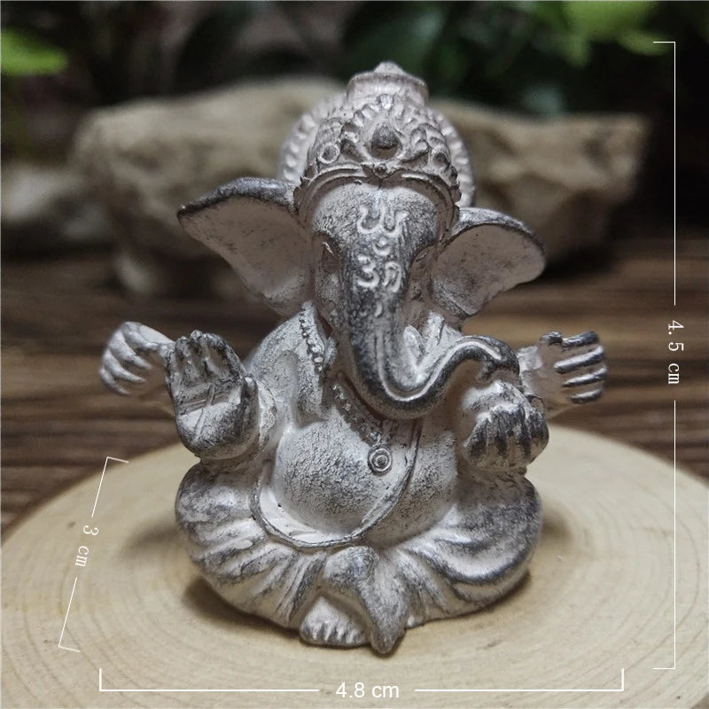 Gold Lord Ganesha Buddha Statue | Elephant God Ganesh Figurine | Man-Made Stone Home & Garden Decoration White