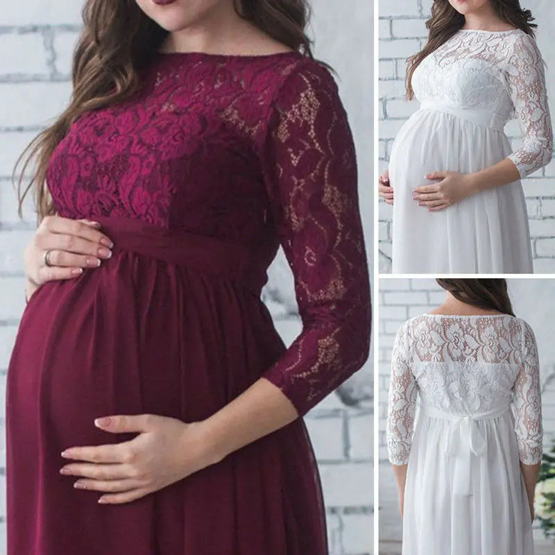 Puococo Maternity Lace Dress - Elegant & Comfortable for Pregnancy Photoshoots