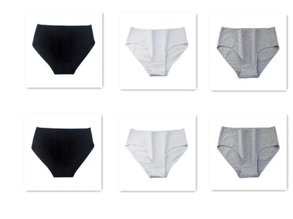 6PCS/Lot Cotton Seamless Panties Women High Waist Briefs Underwear Comfort Intimates Female Underpants Solid Color Pantys M-2XL 2Black2White2Gray Set