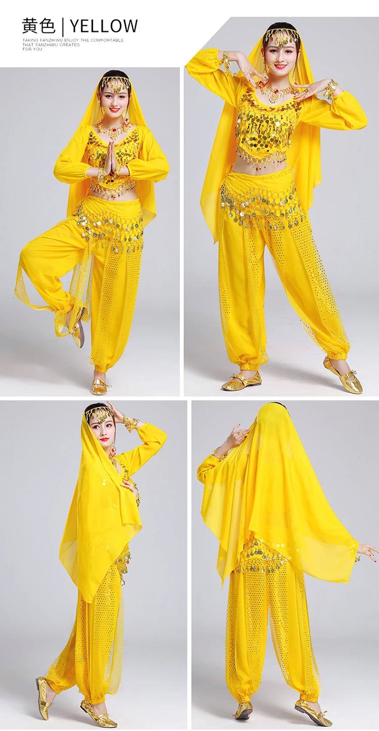 Women's Bollywood Belly Dance Costume Set – Indian Dance Outfit for Stage Performances