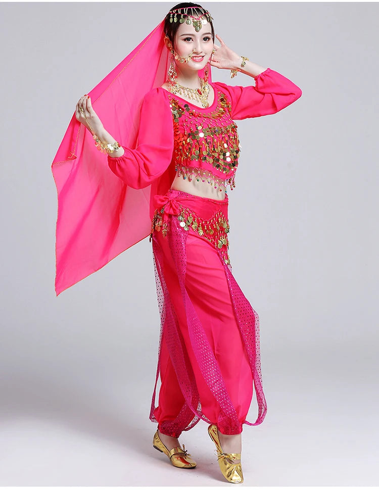 Women's Bollywood Belly Dance Costume Set – Indian Dance Outfit for Stage Performances