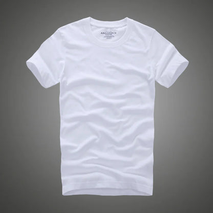 Men Tshirt 100% Cotton Solid Color O-Neck Short Sleeve T shirt Male High Quality white 6881