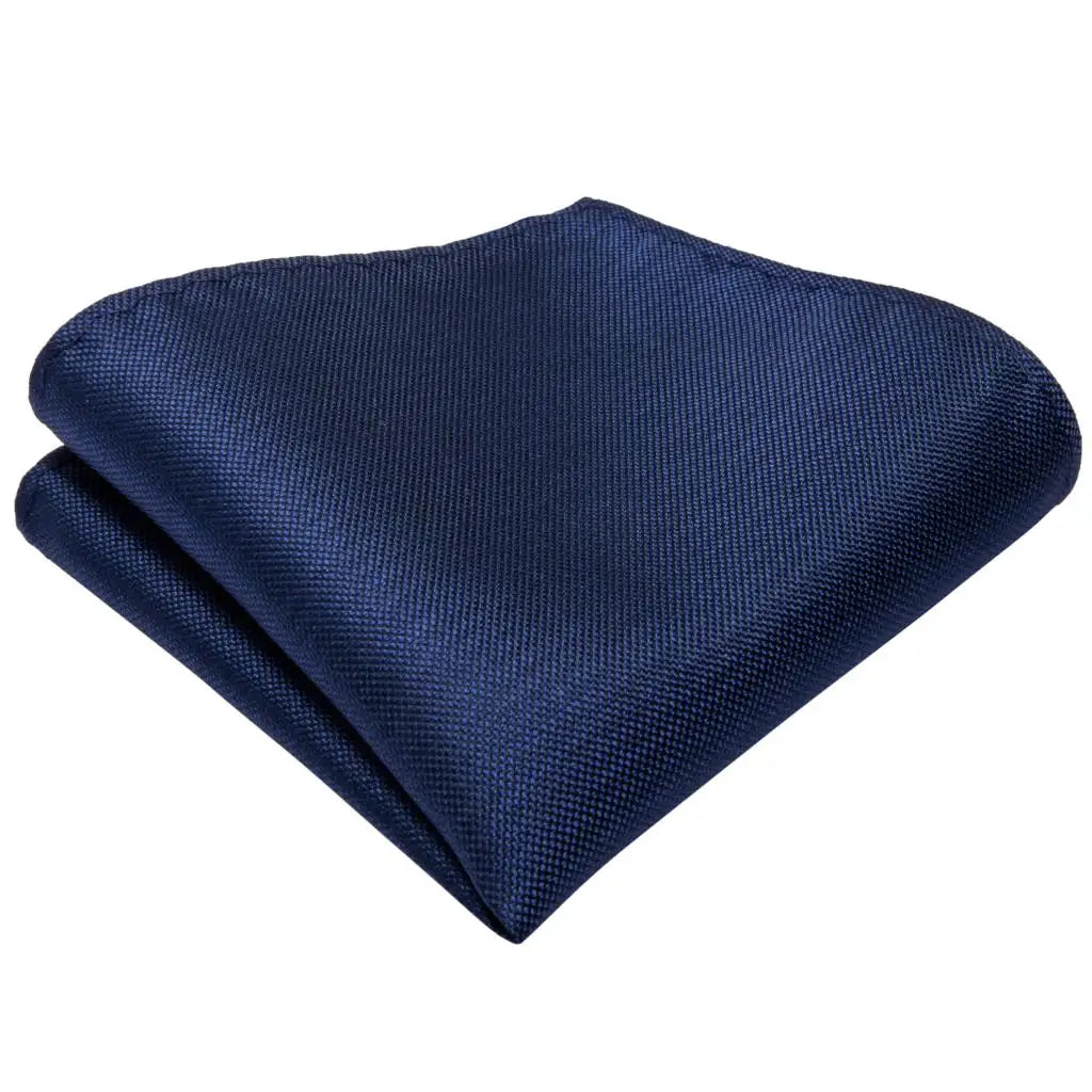 DiBanGu Top Navy Blue Solid Tie for Men 100% Silk Men's Tie Hanky Cufflinks Neck Tie Suit Business Wedding Party Tie Set MJ-7140