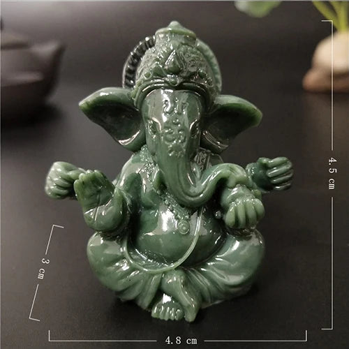 Gold Lord Ganesha Buddha Statue | Elephant God Ganesh Figurine | Man-Made Stone Home & Garden Decoration Green