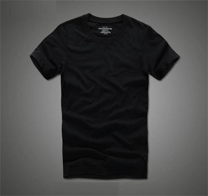 Men Tshirt 100% Cotton Solid Color O-Neck Short Sleeve T shirt Male High Quality black 6886