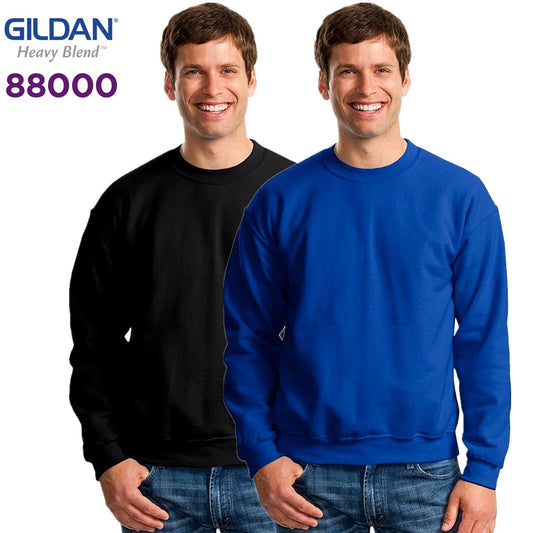 GILDAN 88000 Fleece Men's Solid Cotton Sweatshirts Active Sports Hoodies For Men O-Neck Plus Size Pullover Sweatshirts Male