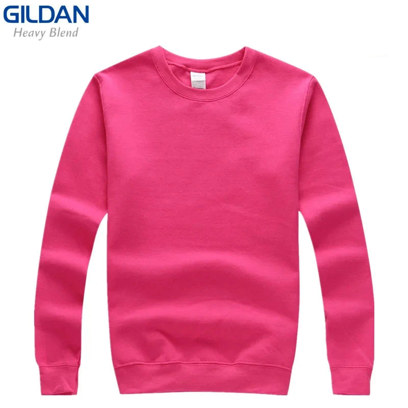 GILDAN 88000 Fleece Men's Solid Cotton Sweatshirts Active Sports Hoodies For Men O-Neck Plus Size Pullover Sweatshirts Male Rosy 10C