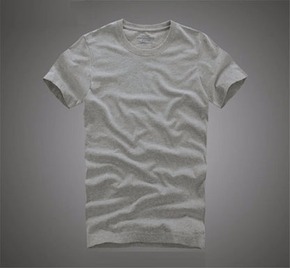 Men Tshirt 100% Cotton Solid Color O-Neck Short Sleeve T shirt Male High Quality right gray 6883