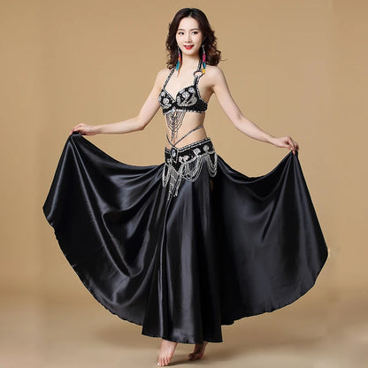 Women's 3-Piece Belly Dance Costume Set | Indian Dance Bra, Belt & Skirt