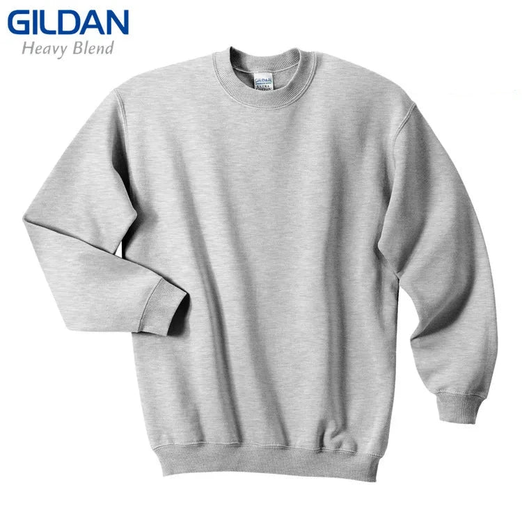 GILDAN 88000 Fleece Men's Solid Cotton Sweatshirts Active Sports Hoodies For Men O-Neck Plus Size Pullover Sweatshirts Male