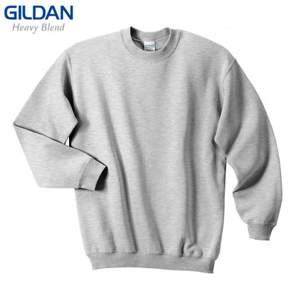 GILDAN 88000 Fleece Men's Solid Cotton Sweatshirts Active Sports Hoodies For Men O-Neck Plus Size Pullover Sweatshirts Male Gray 95H