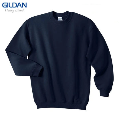 GILDAN 88000 Fleece Men's Solid Cotton Sweatshirts Active Sports Hoodies For Men O-Neck Plus Size Pullover Sweatshirts Male Navy 32C