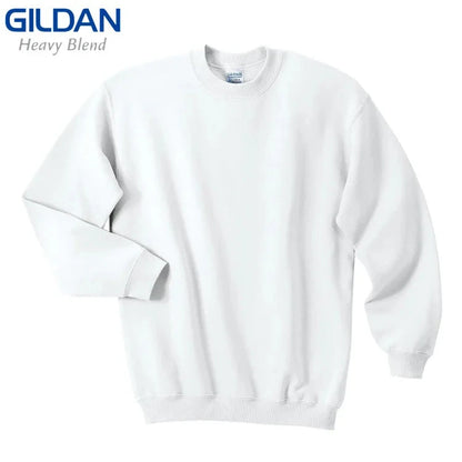 GILDAN 88000 Fleece Men's Solid Cotton Sweatshirts Active Sports Hoodies For Men O-Neck Plus Size Pullover Sweatshirts Male White 30N