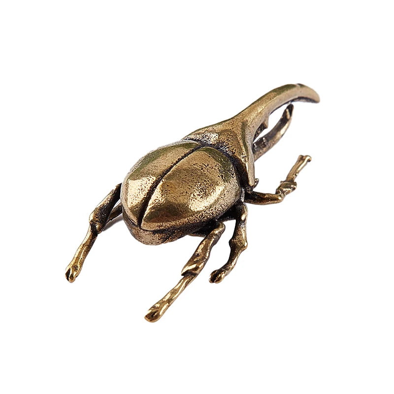 Vintage Brass Beetle Figurine | Miniature Insect Copper Sculpture for Tea Pet, Flowerpot, & Home Decor