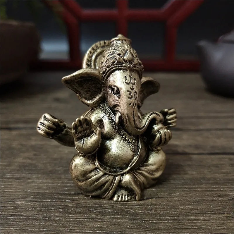 Bronze-Colored Lord Ganesha Statue | Handcrafted Hindu Elephant God Sculpture for Home & Office Decor