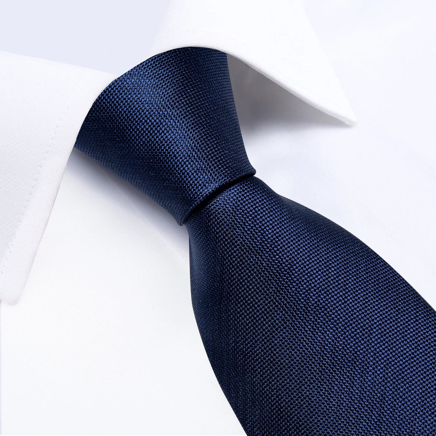 DiBanGu Top Navy Blue Solid Tie for Men 100% Silk Men's Tie Hanky Cufflinks Neck Tie Suit Business Wedding Party Tie Set MJ-7140