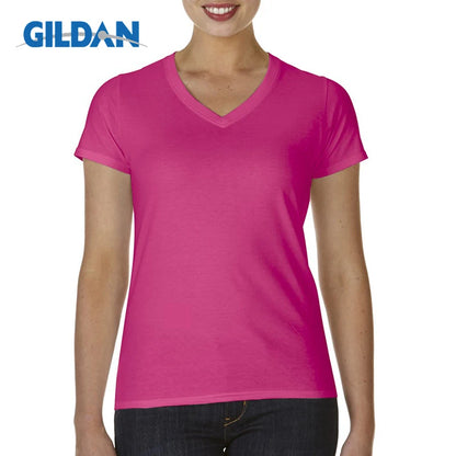 Gildan Brand Women Summer V Neck Short Sleeve Cotton T Shirt Slim Camiseta Feminina T Shirts Female Oversized Tops Tees Hailikang