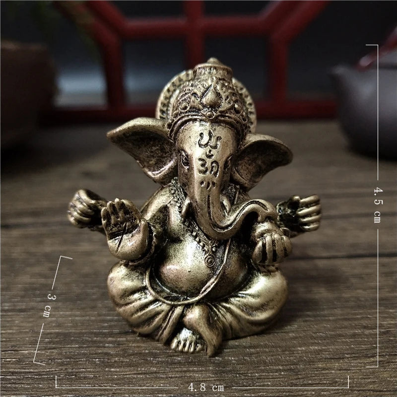 Gold Lord Ganesha Buddha Statue | Elephant God Ganesh Figurine | Man-Made Stone Home & Garden Decoration Bronze