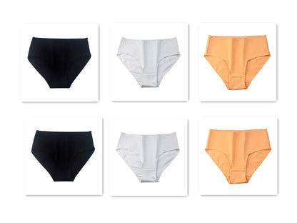 6PCS/Lot Cotton Seamless Panties Women High Waist Briefs Underwear Comfort Intimates Female Underpants Solid Color Pantys M-2XL 2Black2White2SKin Set