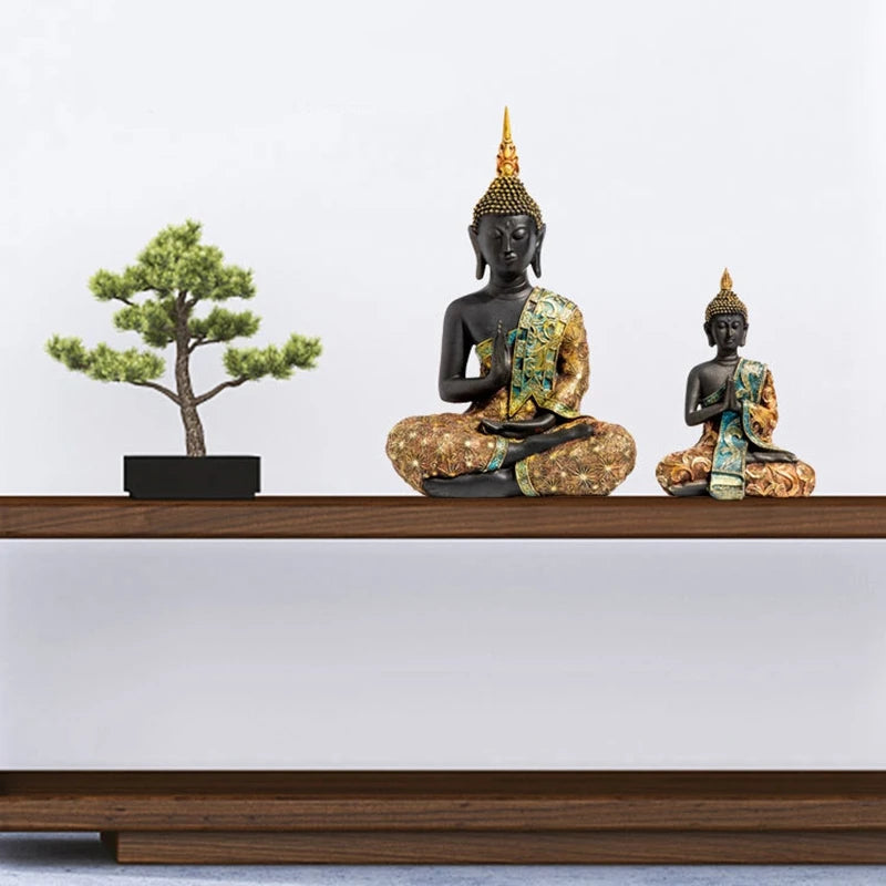 Handmade Green Resin Buddha Statue | Thailand Buddha Sculpture for Home Decoration | Feng Shui & Meditation Figurine