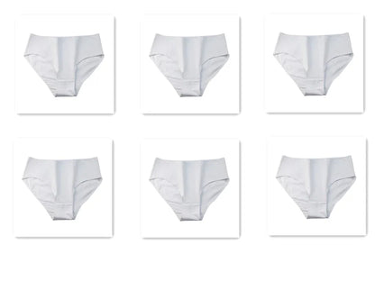 6PCS/Lot Cotton Seamless Panties Women High Waist Briefs Underwear Comfort Intimates Female Underpants Solid Color Pantys M-2XL 6White Set