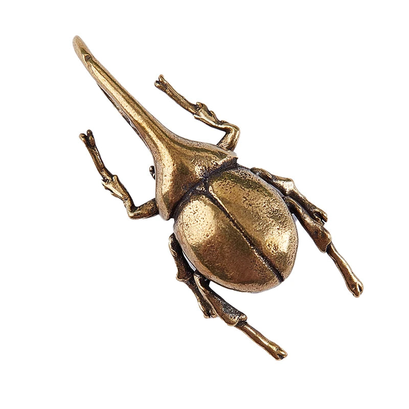 Vintage Brass Beetle Figurine | Miniature Insect Copper Sculpture for Tea Pet, Flowerpot, & Home Decor