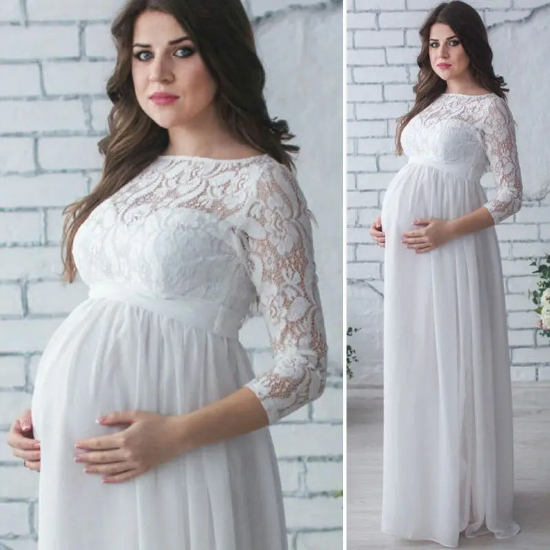 Puococo Maternity Lace Dress - Elegant & Comfortable for Pregnancy Photoshoots