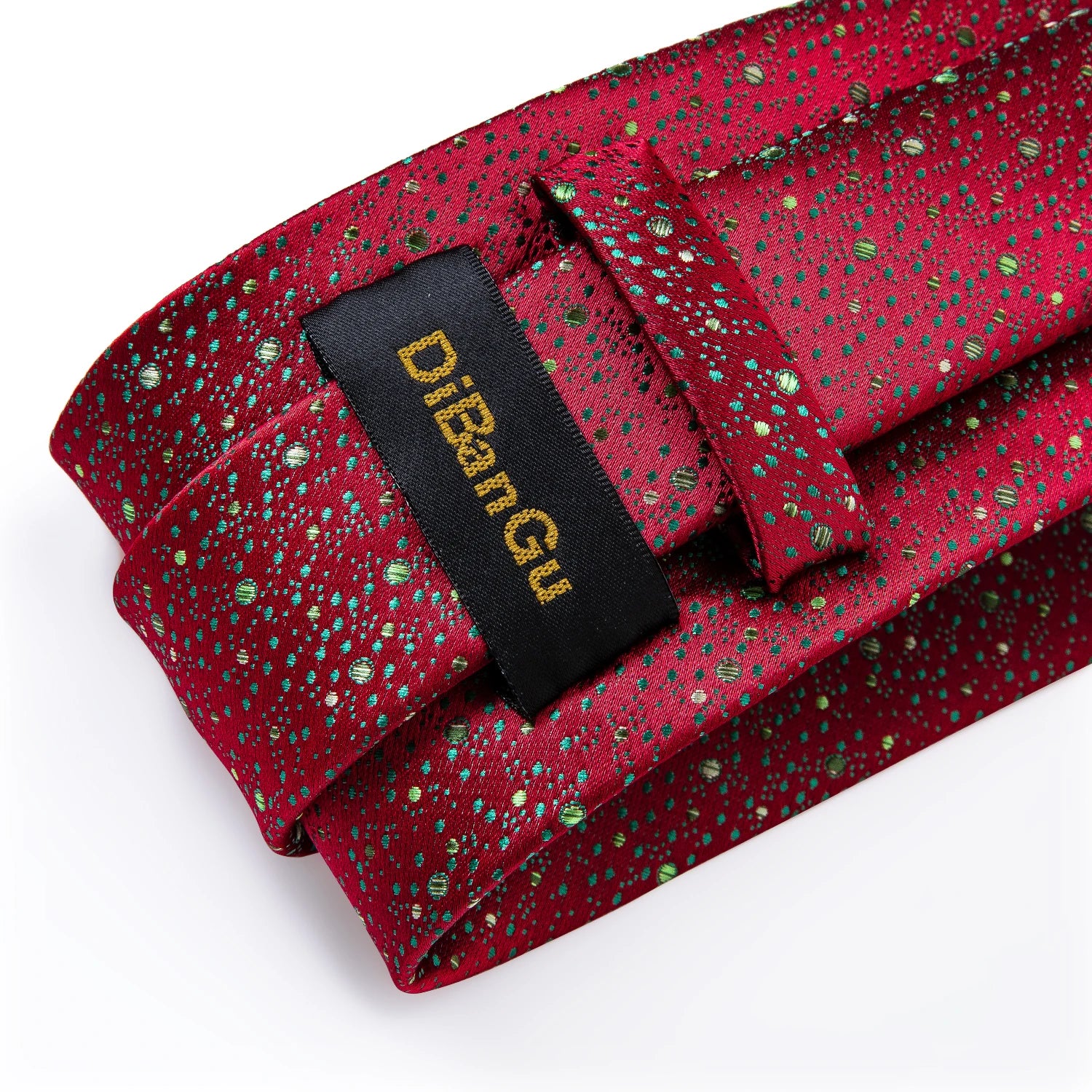 Fashion Green Dot Red 8cm Men's Silk Tie Business Wedding Party Necktie Handkerchief Brooch Cufflinks Set Men's Gift Tie DiBanGu