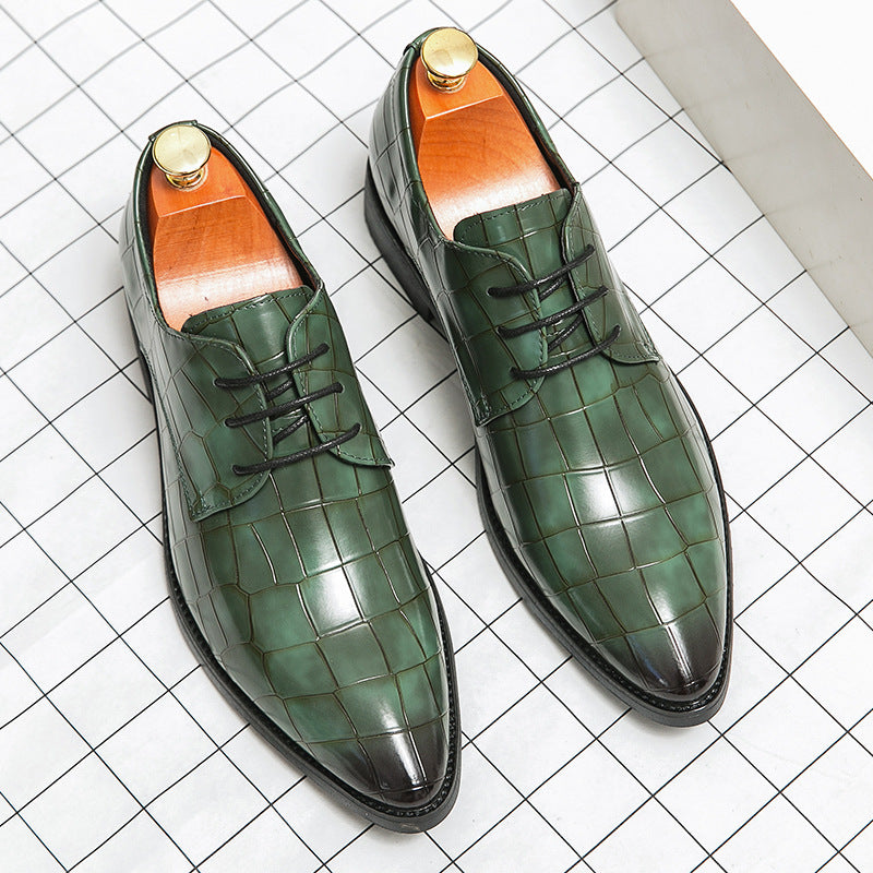 Plus Size Pointed Leather Shoes Fashion Men SX291 Green