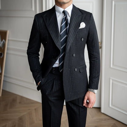 Stripes Elegant British Casual Retro Suit Suit