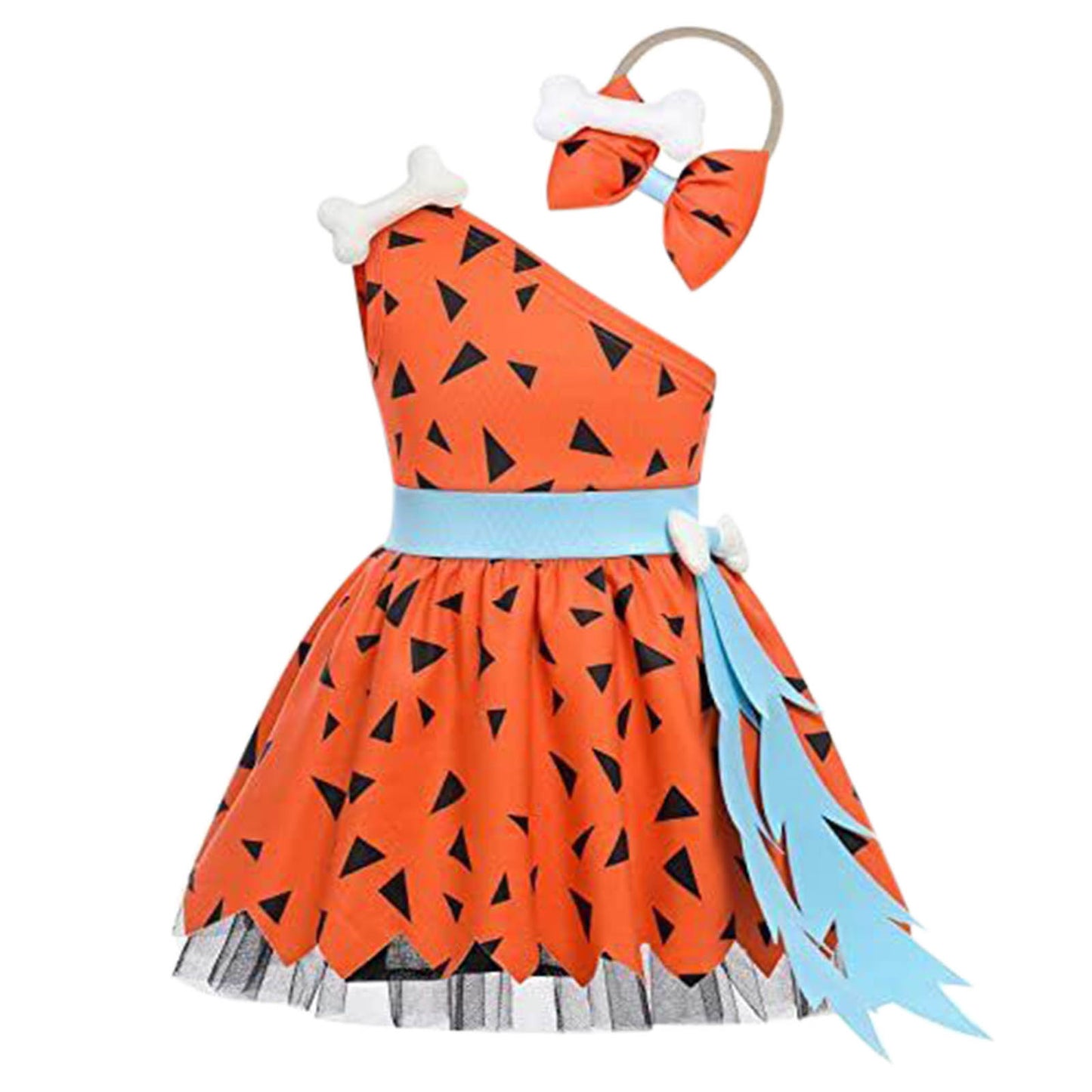 Girls Fashion Simple Halloween Mesh Costume Suit Orange