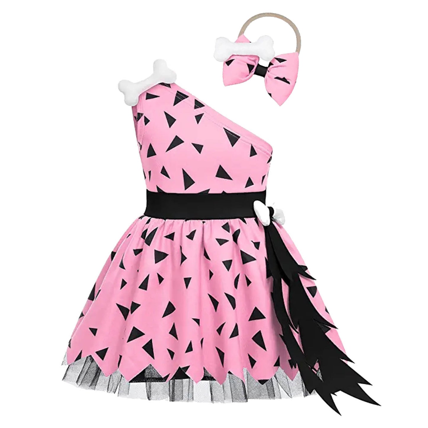 Girls Fashion Simple Halloween Mesh Costume Suit Pink