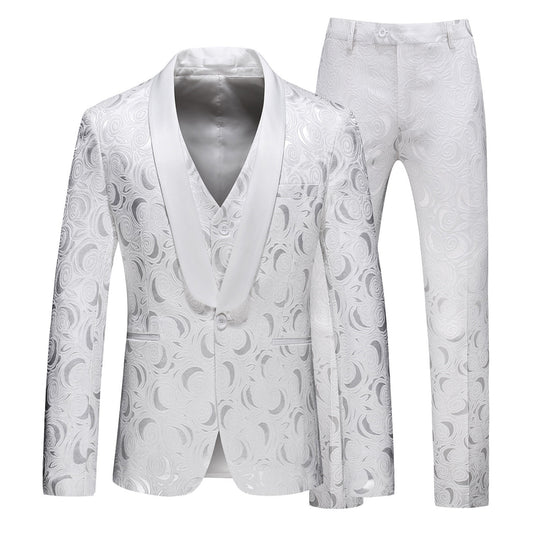 Men's Casual Suit Three-piece Dress Jacket White