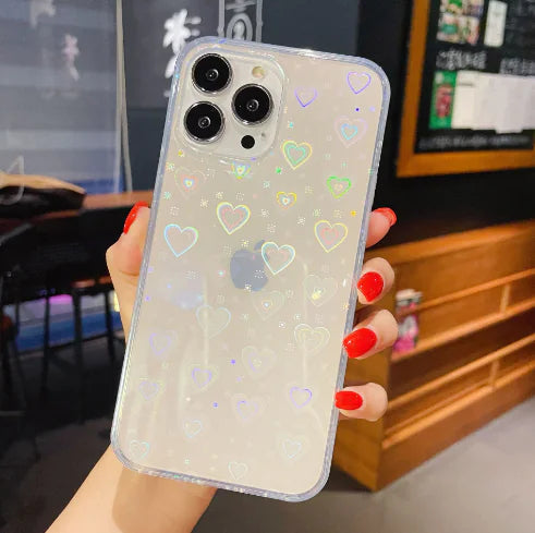 Glitter Phone Case Love Heart For iphone 8 Plus