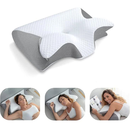 1pc 2-in-1 Ergonomic Memory Foam Cervical Pillow – Orthopedic Contour Neck Support