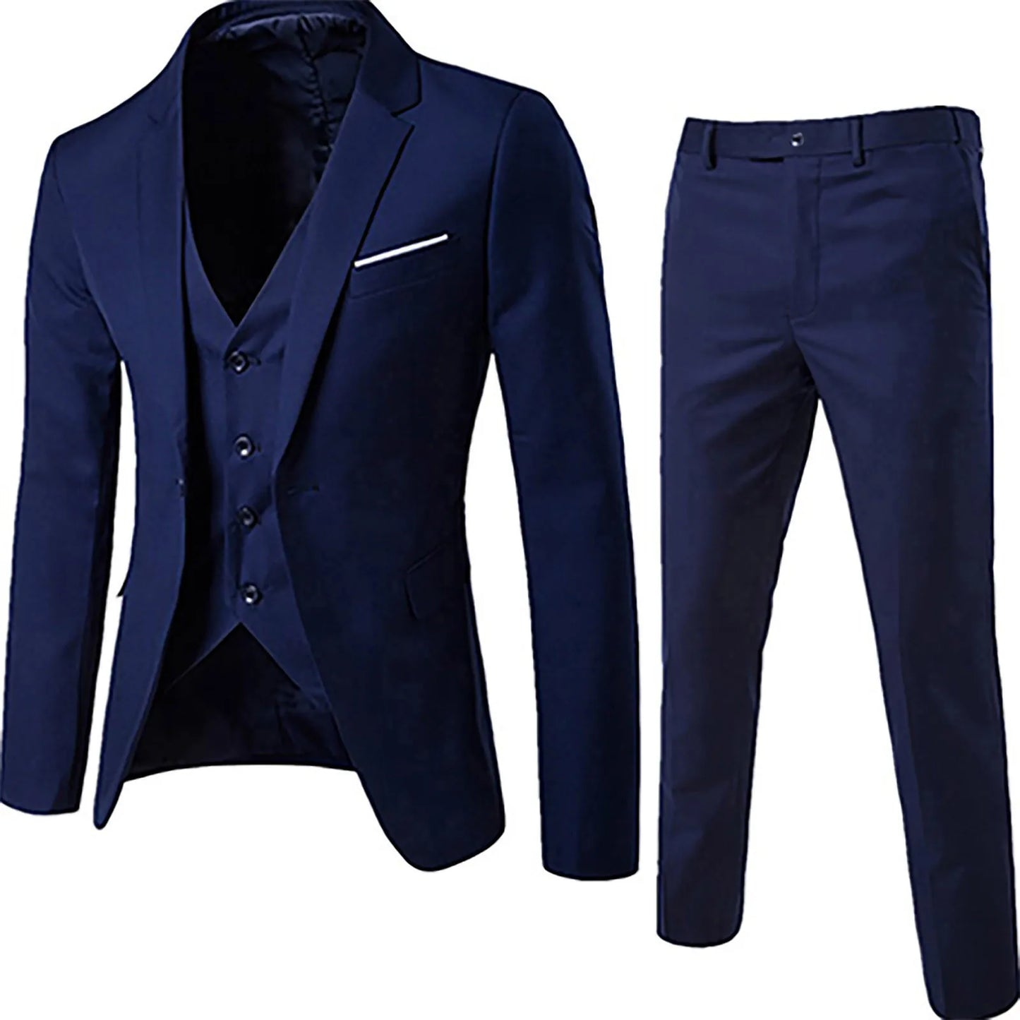 Men's 3-Piece Slim Fit Suit for Weddings and Events. Navy United States