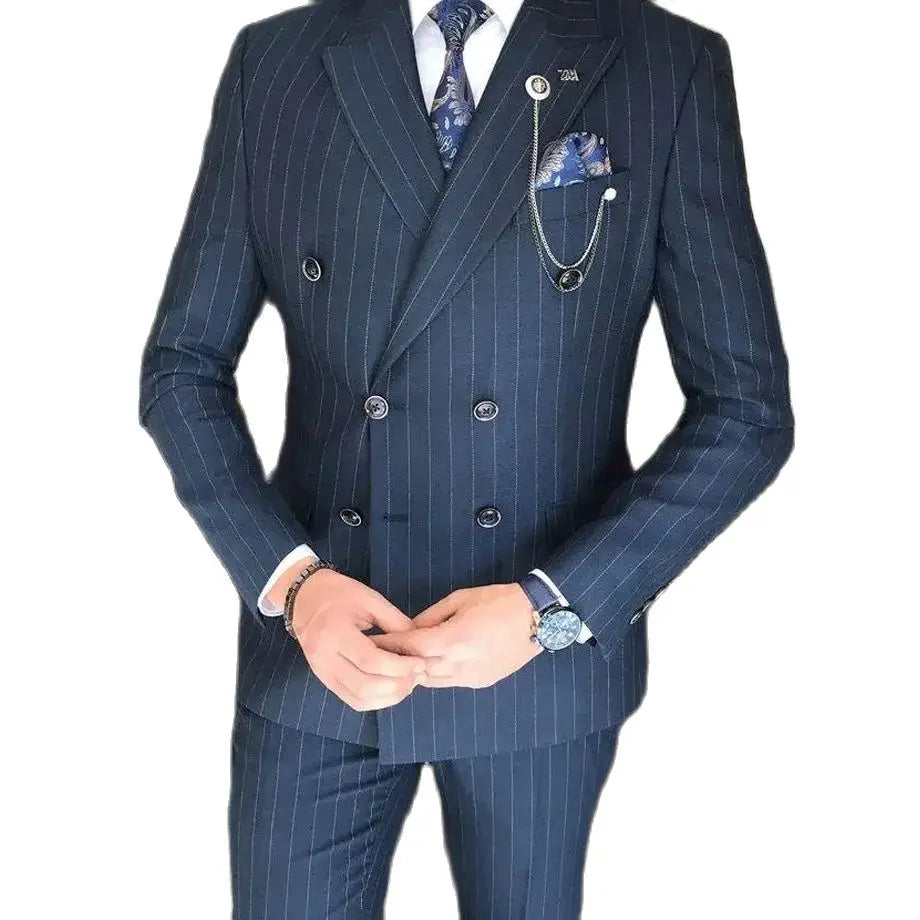 Navy Blue Men's Blazer Set - Formal 2 Pcs Jacket & Pants Costume