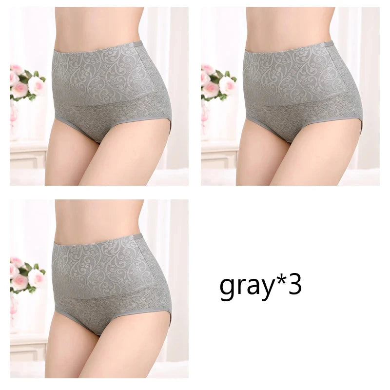 L-5XL Female Underwear Postpartum Recovery Briefs for Ladies High Waist Panties for Women Sexy Lingeries Plus Size 3Pcs/Lot NK81-3GY